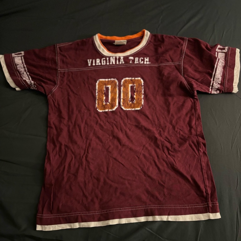 Virginia Tech Hokies Oldvarsity T Shirt youth Large 14/16 burgundy yellow va